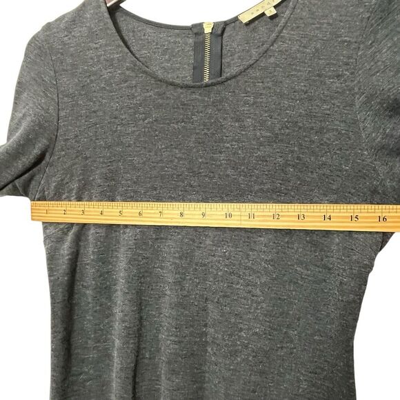 Sandro Scoop Neck Sheath Dress Women’s Size 8 Gray Mini Back Zip Pockets - Picture 12 of 13